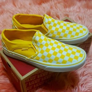 Vans yellow and white checkered